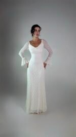 White Lace Sleeved Dress - GH118