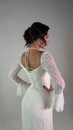 White Lace Sleeved Dress - GH118 - Image 8