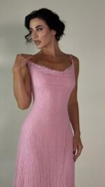 Pink Lace Slip Dress  - GH126 - Image 6