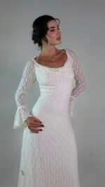 White Lace Sleeved Dress - GH118 - Image 4