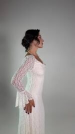 White Lace Sleeved Dress - GH118 - Image 7