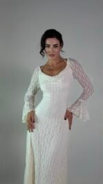 White Lace Sleeved Dress - GH118 - Image 2