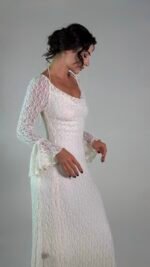 White Lace Sleeved Dress - GH118 - Image 6