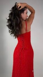 Red Lace Slip Dress  - GH130 - Image 5