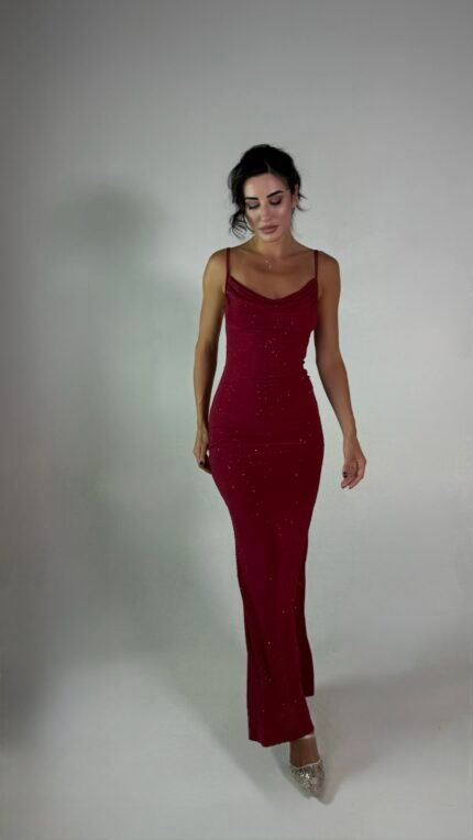 Luxe Red Crystal Stretch Dress - GH131