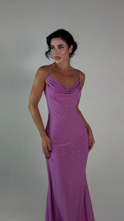 Luxe purple Crystal Stretch Dress - GH132